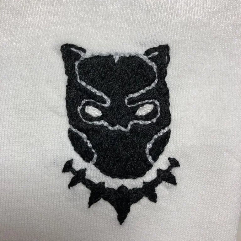 Black Panther on white T-shirt