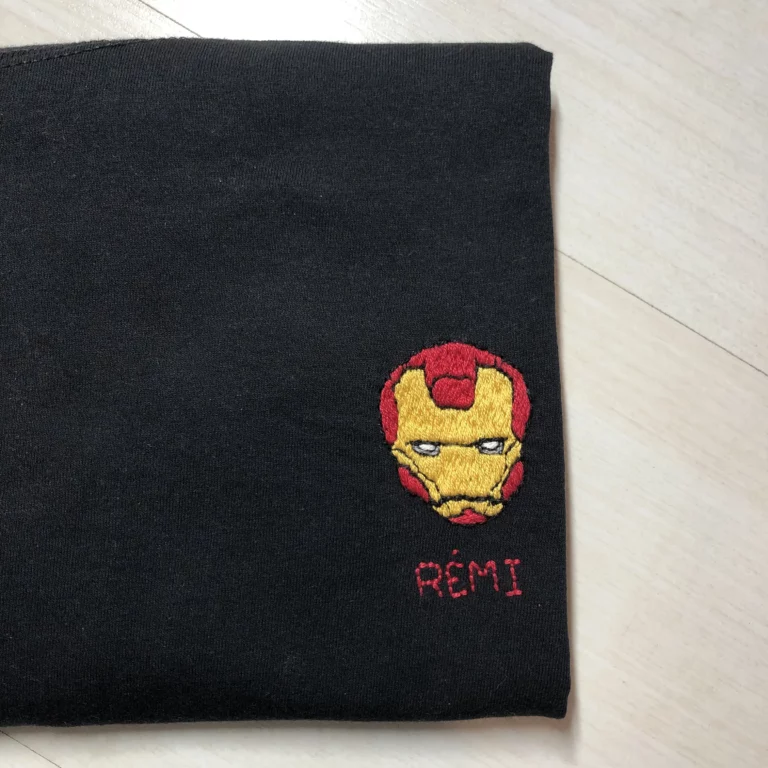 Iron Man on black T-shirt