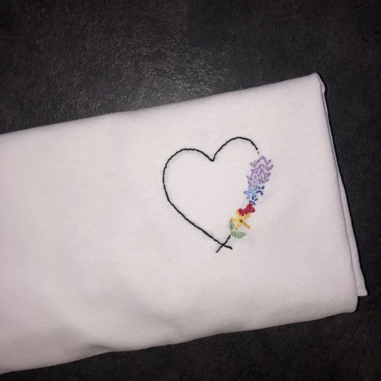 Heart with flowers on white T-shirt